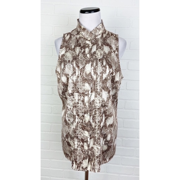 The Limited Tops - The Limited Snake Print Silky Button Front Top